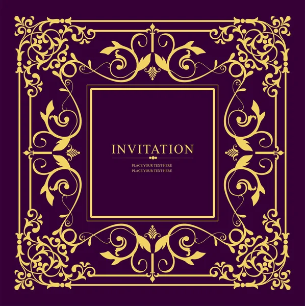 Koyu arkaplanda altın bir süs. Davetiye olarak kullanılabilir. Kitap kapağı. Vektör illüstrasyonu