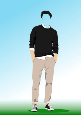 Yüzü olmayan soyut yakışıklı bir adam. Sportmen. Vektör 3 boyutlu illüstrasyon