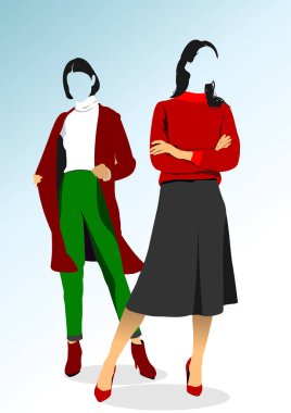 Yüzü olmayan iki kadın. Vektör 3d illüstrasyon