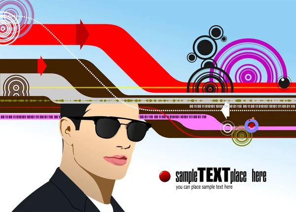 Fond Abstrait Tech Avec Image Homme Affaires Illustration Couleur — Image vectorielle
