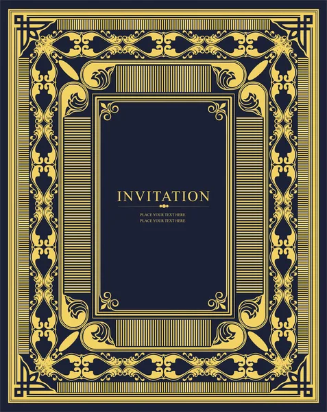 Arany Dísz Sötét Háttérrel Meghívókártyaként Használható Könyvborító Vektorillusztráció — Stock Vector