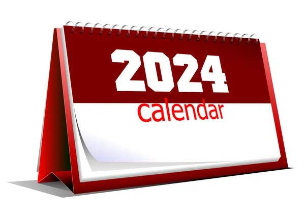 デスクカレンダーのカラー3Dベクトルイラスト 2024年 — ストックベクタ