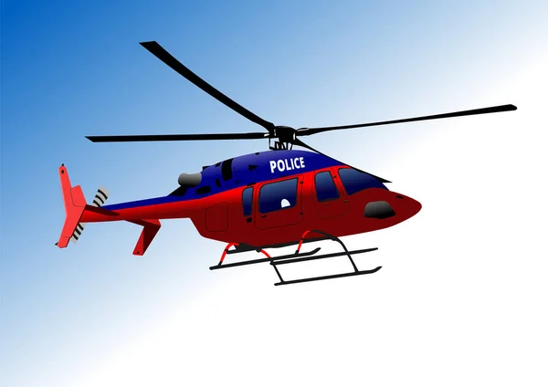 警察ヘリコプターが空中にいる ベクトル3Dイラスト — ストックベクタ