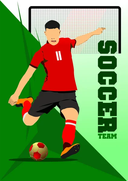 Plakat Piłki Nożnej Piłka Nożna Kolorowy Wektor Ilustracja Dla Projektantów — Wektor stockowy