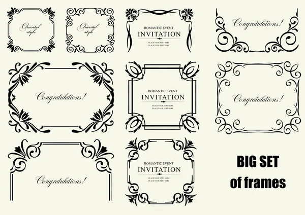 Set Ornate Vector Frames Chemise Style Ornaments Sample Text Perfect — Vettoriale Stock