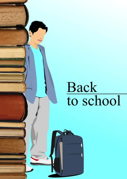 School Boy Abstract Background Back School Vector Illustration — Stock Vector