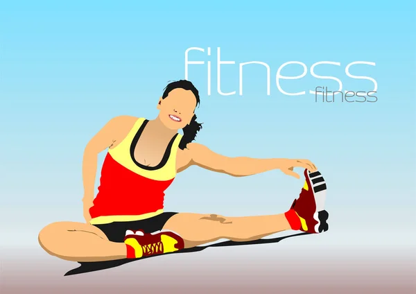 Silhouettes Exercices Fitness Illustration Vectorielle Couleur — Image vectorielle