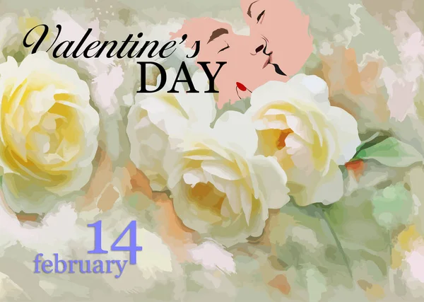 Valentine Fond Journée Avec Embrasser Couple Vecteur — Image vectorielle