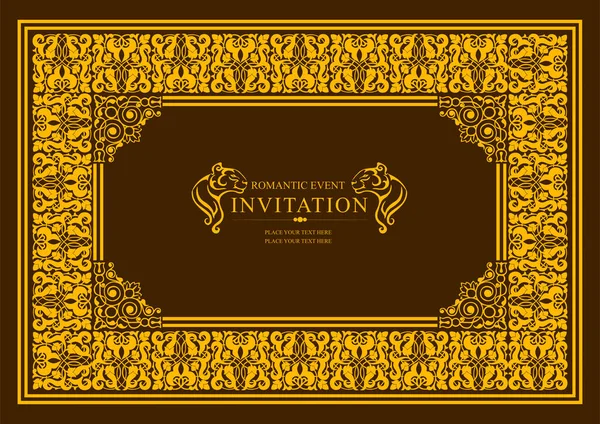 Arany Dísz Sötét Háttérrel Meghívókártyaként Használható Könyvborító Vektorillusztráció — Stock Vector
