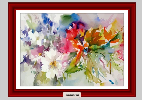 Képzőművészet Gyönyörű Festmény Elvont Virágokkal Hely Színvektor Illusztráció — Stock Vector