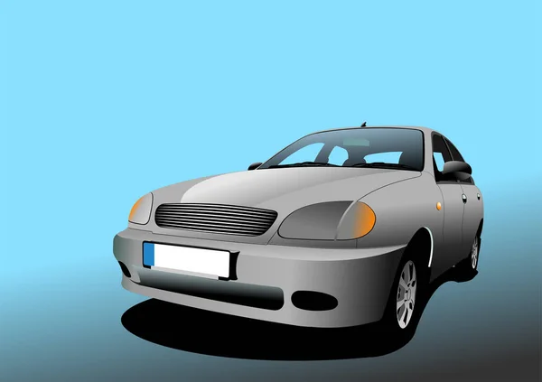 Gray Car Sedan Road Vector Illustration — Stock Vector