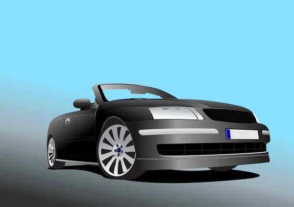 Black Car Cabriolet Road Vector Illustration — Stock Vector