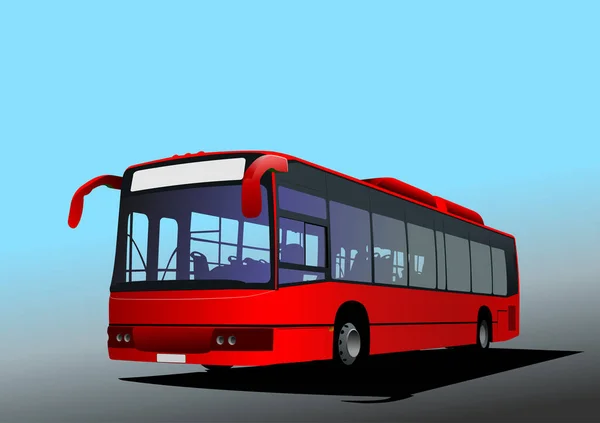 Λεωφορείο Της Κόκκινης Πόλης Στο Δρόμο Εικονογράφηση Διάνυσμα — Διανυσματικό Αρχείο