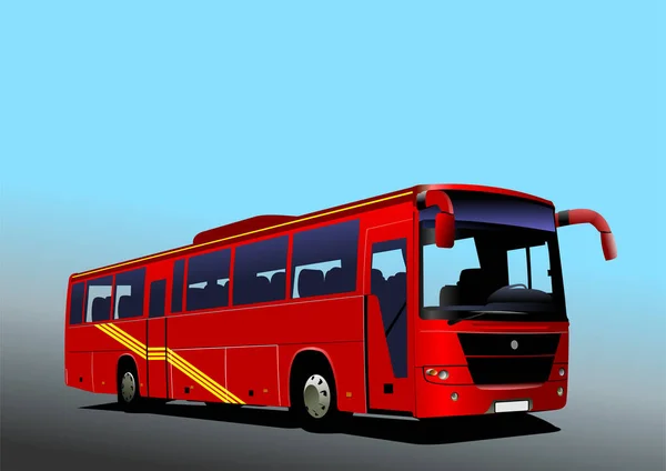 Red City Bus Road Vector Illustration — ストックベクタ