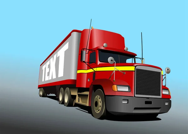 Vector Ilustracja Czerwonej Ciężarówki Drodze Ciężarówka — Wektor stockowy