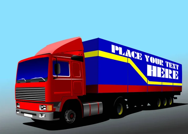 Vektor Illustration Eines Roten Lastwagens Auf Der Straße Lastkraftwagen — Stockvektor