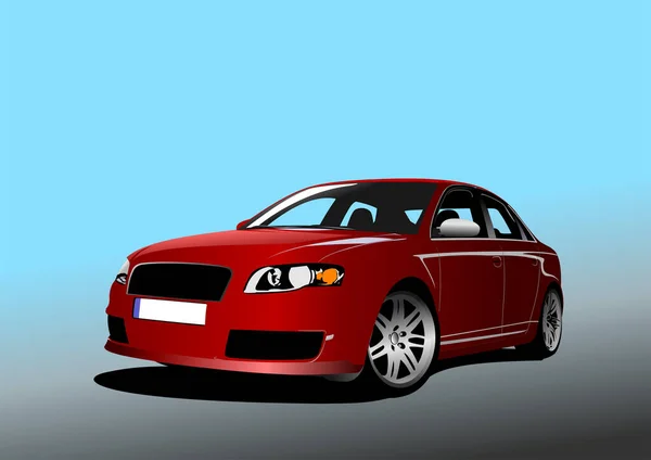 Red Car Road Vector Illustration — Stock Vector