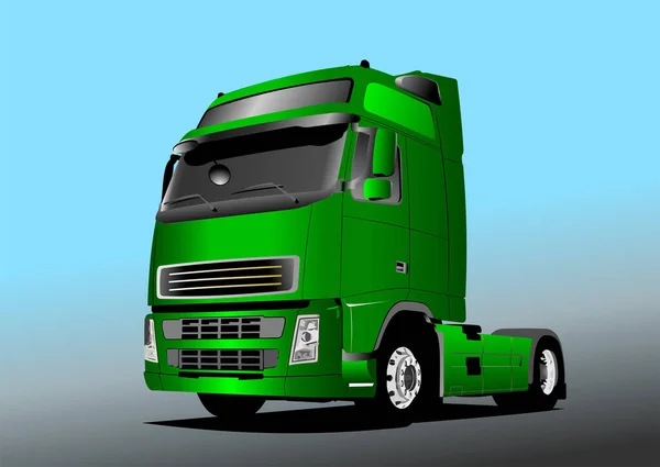 Vektor Illustration Eines Grünen Lastwagens Auf Der Straße Lastkraftwagen — Stockvektor