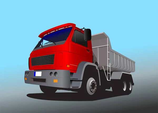 一辆红色大垃圾车 3D彩色矢量插图 — 图库矢量图片