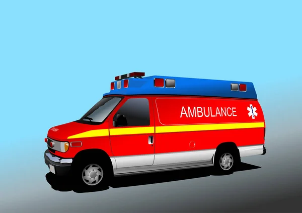 Modern Ambulans Minibüsü Yolda Vektör Renkli Illüstrasyon — Stok Vektör