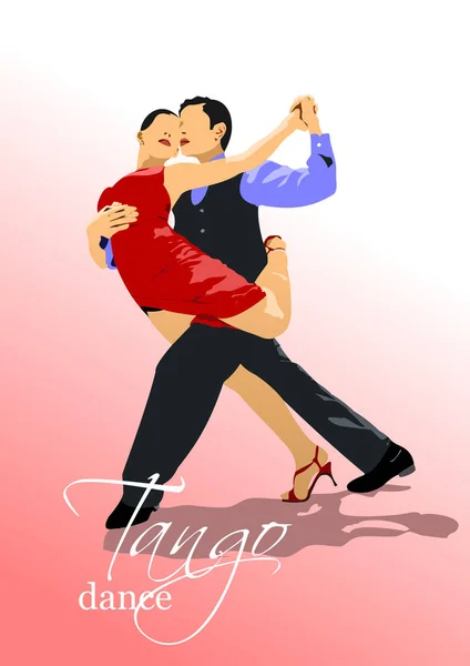 Pareja Bailando Tango Vector Ilustración Coloreada — Vector de stock