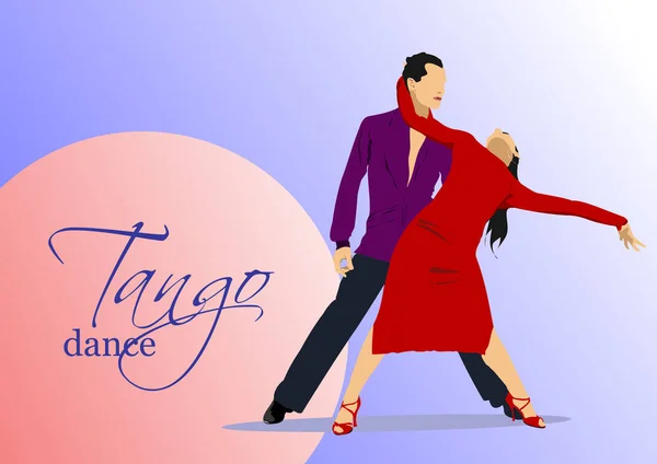 Paio Che Ballano Tango Illustrazione Colorata Vettoriale — Vettoriale Stock