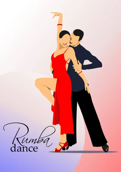 Пара Танцующих Румбу Трехмерная Иллюстрация Цветового Вектора — стоковый вектор
