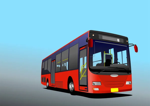 Autobus Red City Cestě Vektorová Ilustrace — Stockový vektor