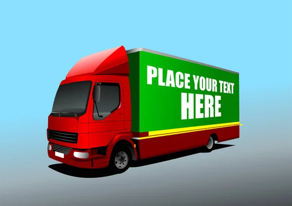 Διάνυσμα Απεικόνιση Του Κόκκινο Πράσινο Φορτηγό Στο Δρόμο Λόρυ — Διανυσματικό Αρχείο