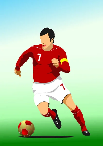 Плакат Футболиста Векторный Цвет — стоковый вектор