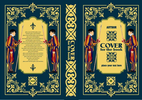 Süslü Deri Kitap Kapağı Eski Süs Çerçeveleri Royal Golden Tarzı — Stok Vektör