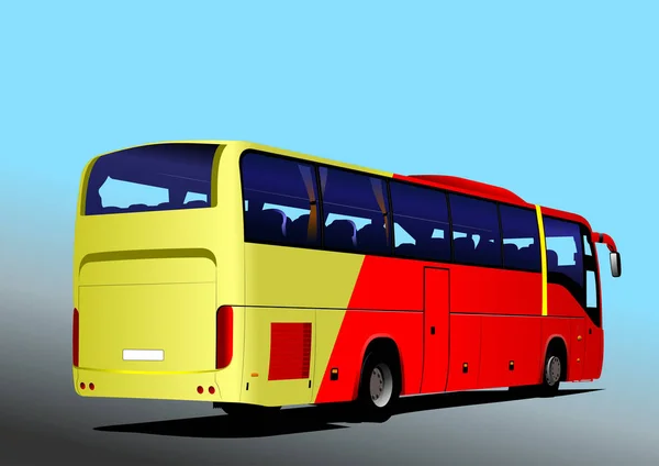 Autobús Turístico Rojo Amarillo Entrenador Ilustración Vectorial Para Diseñadores — Archivo Imágenes Vectoriales