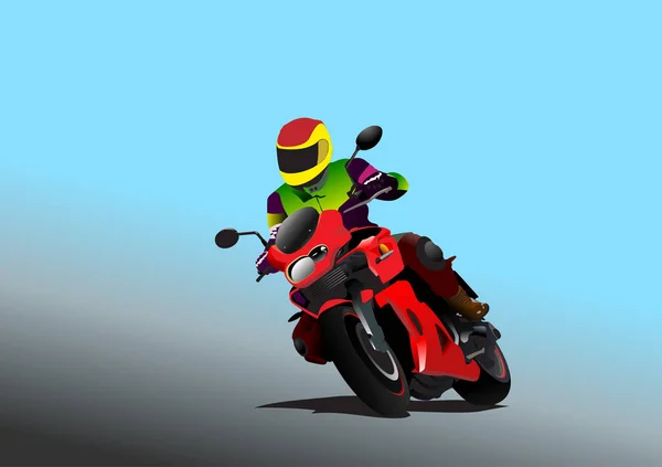 Motocicleta Carretera Motociclista Ilustración Vectorial — Vector de stock