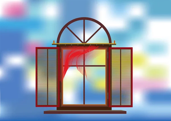 Виставлене Вікно Розмитими Крилами Кольоровий Вектор Ілюстрування — стоковий вектор
