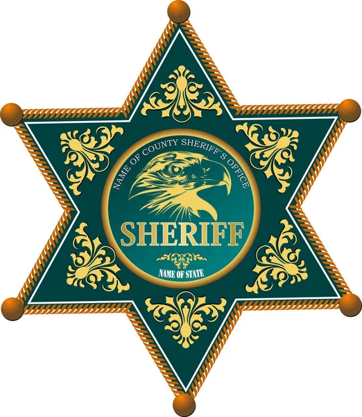 Beyaz Arka Planda Şerifin Rozeti Vektör Çizimi — Stok Vektör