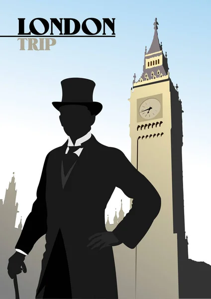 Capa Para Brochura Com Imagens Londres Viagem Londres Ilustração Vetorial — Vetor de Stock