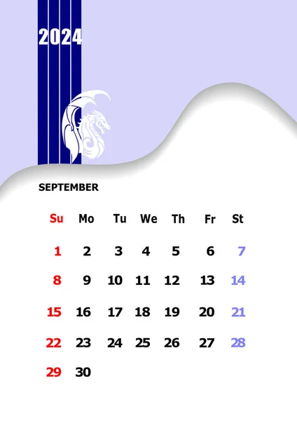 2024 Kalender Maanden Kleur Vector Illustratie — Stockvector