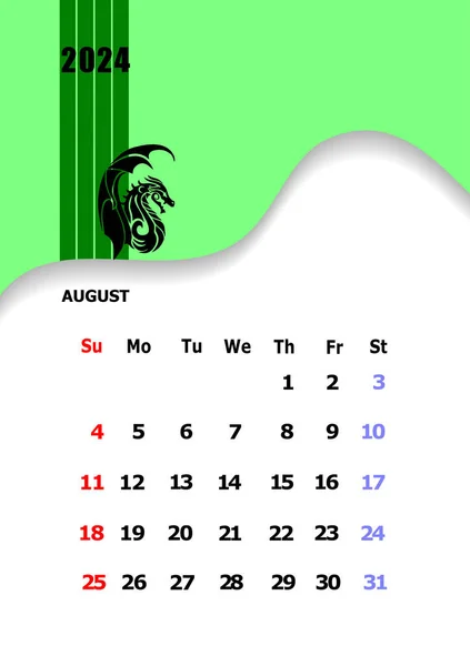 Calendario 2024 Meses Ilustración Vectores Color — Vector de stock