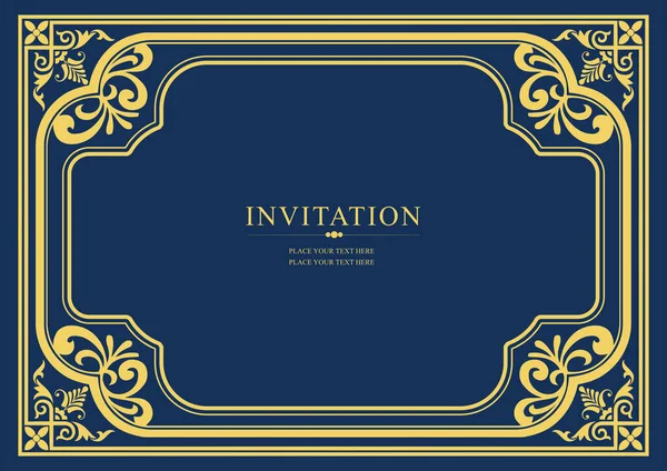 Gold Ornament Dark Background Can Used Invitation Card — Stock Vector