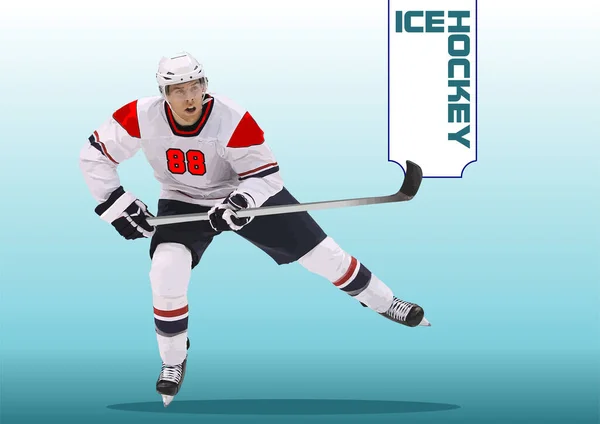 Hockey Spelers Vector Kleur Illustratie — Stockvector
