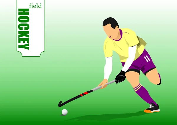 Joueur Hockey Sur Gazon Prêt Passer Balle Coéquipier Illustration Vectorielle — Image vectorielle