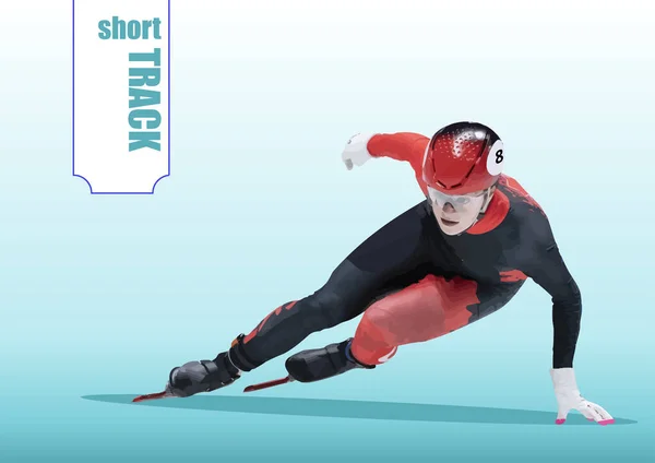 ショートトラックスピードスケート 3Dベクトルカラーイラスト — ストックベクタ