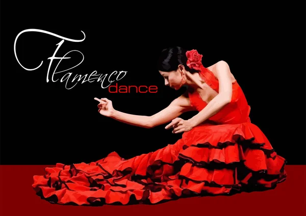 Bella Giovane Donna Che Balla Flamenco Illustrazione Vettoriale — Vettoriale Stock