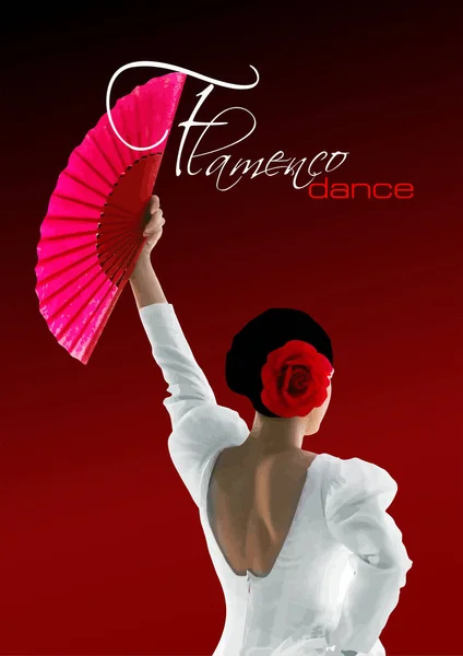 Hermosa Joven Bailando Flamenco Ilustración Vectorial — Vector de stock