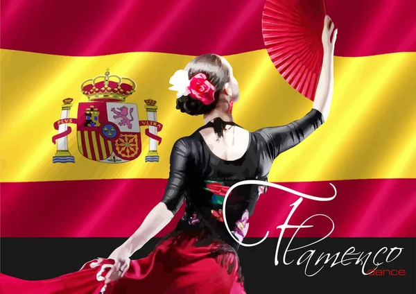 Beautiful Young Woman Dancing Flamenco Vector Illustration — Stock Vector
