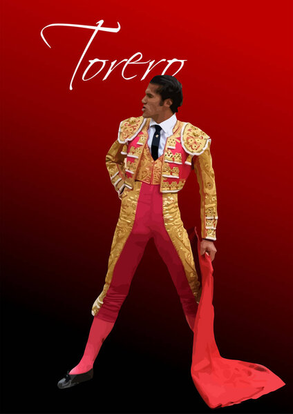 Матадор на арене корриды в Испании. Трехмерная иллюстрация цветового вектора