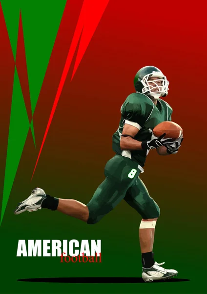 Amerikan Futbolcusu Imajı Poster Vektör Illüstrasyon — Stok Vektör