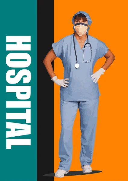 医者のスモックを持つ医療看護師 ベクトル3Dイラスト — ストックベクタ