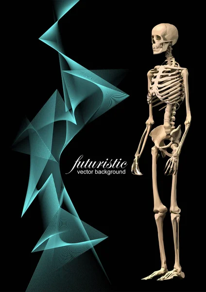 Fond Futuriste Abstrait Avec Image Squelette Illustration Vectorielle — Image vectorielle