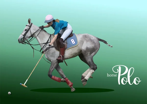 Polo Oyuncusunun Hareket Halindeki Görüntüsü Renk Vektörü Illüstrasyonu — Stok Vektör